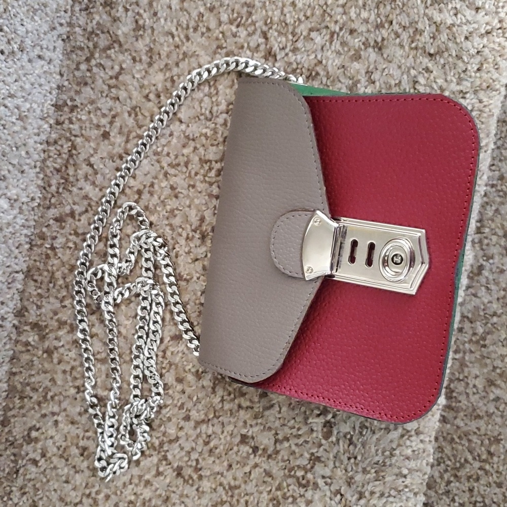 Figus Designer Minipatch Ros Bag Colorblock Calfskin Leather chain strap